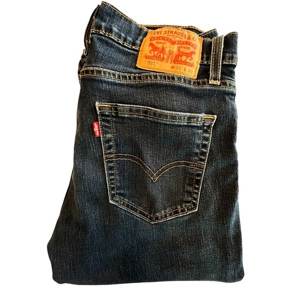 Levi Strauss 511 Jeans Slim Stretch Fit Men Jeans Tag Sz 32x30 Blue - Picture 1 of 9